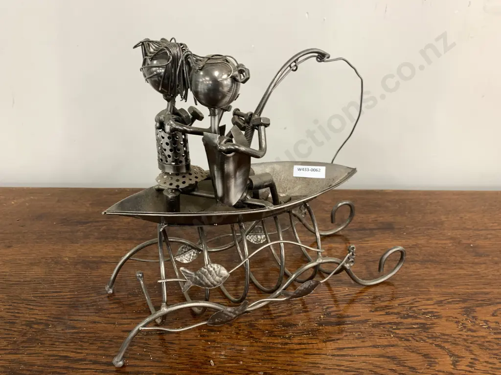 Nuts & Bolts 'Fishing' Sculpture Wine Bottle Holder Image 1++