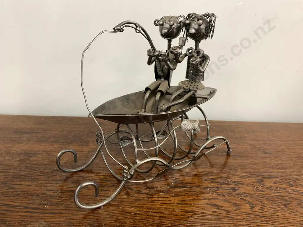 Nuts & Bolts 'Fishing' Sculpture Wine Bottle Holder Image 1++