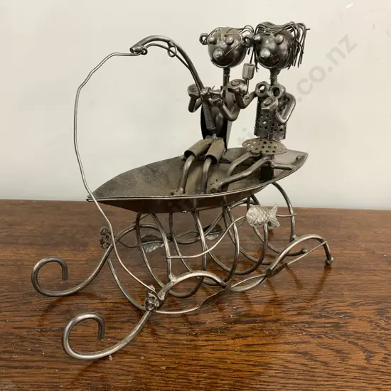 Nuts & Bolts 'Fishing' Sculpture Wine Bottle Holder