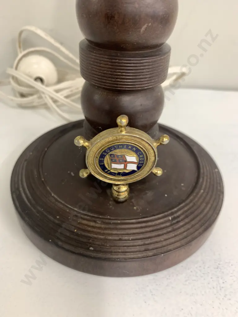Dark Brown Wooden Table Lamp Base With Southern Cross Detail Image 1++