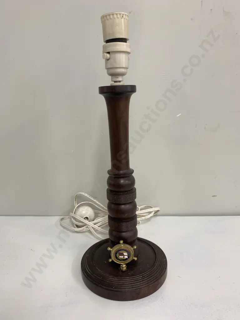 Dark Brown Wooden Table Lamp Base With Southern Cross Detail Image 1++