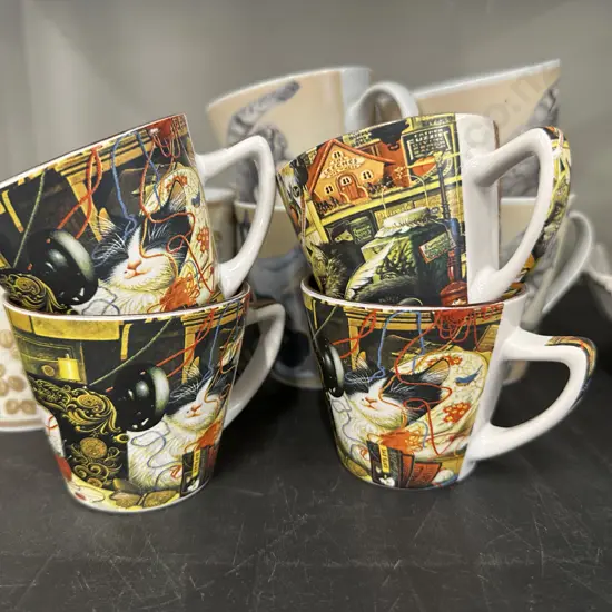 Selection of Coffee Cups, Cats, Floral Patterns