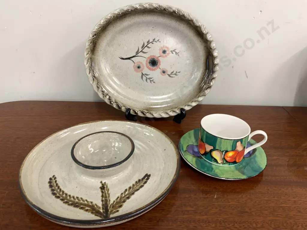 Pottery Items Including Chip & Dip, Oval Platter, Misono Cup & Saucer( Donated As Unable to Sell ) Image 1++