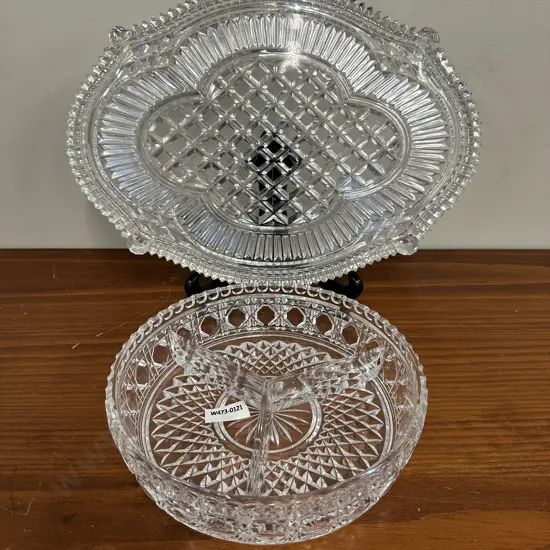 Vintage Crystal Platter & Sectioned Round Dish