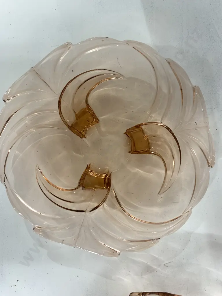 Art Deco Pink Depression Glass Serving Platters Image 1++