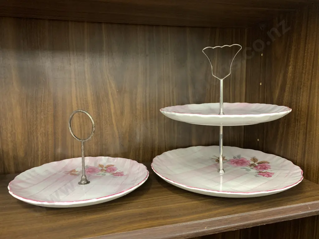 Old Foley Cake Plates Including 2 Tier Image 1++