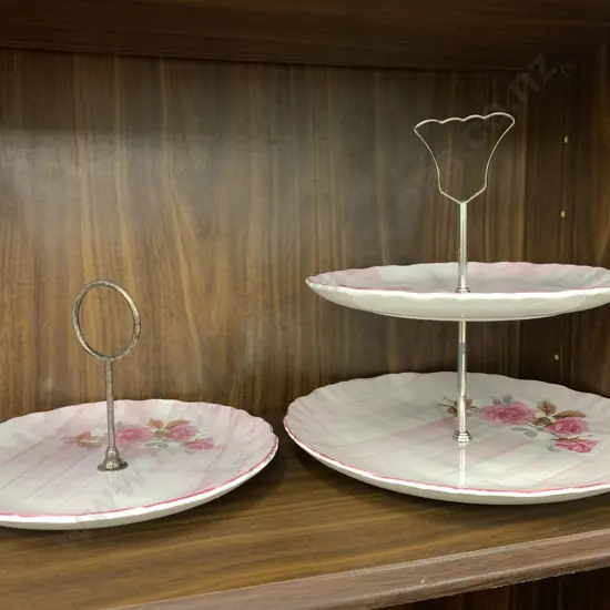Old Foley Cake Plates Including 2 Tier