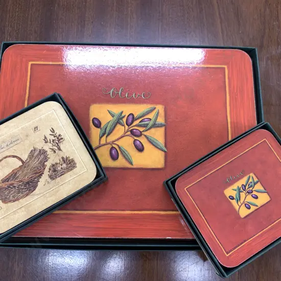 Jason Rectangular 'Oliviano' Placemats & Coasters With 'Paniers' Coasters