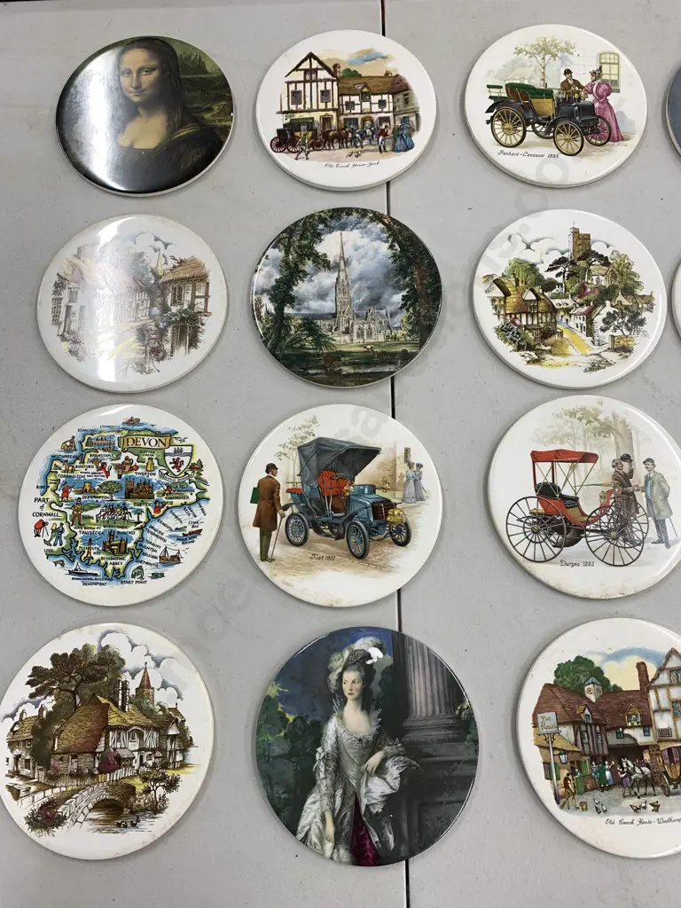 Selection Of Rare Vintage English H&R Johnson Limited Round Ceramic Tiles Diam15cm Stamped On Back Image 1++