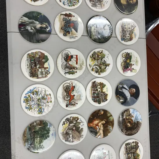 Selection Of Rare Vintage English H&R Johnson Limited Round Ceramic Tiles Diam15cm Stamped On Back
