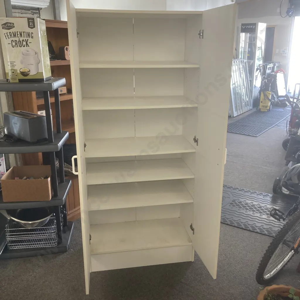 White Double Door Cabinet, 5 Shelves, H180 W80 D42cm Image 1++