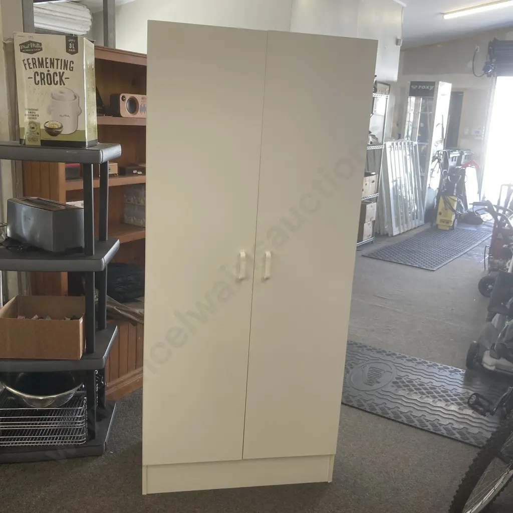 White Double Door Cabinet, 5 Shelves, H180 W80 D42cm Image 1++