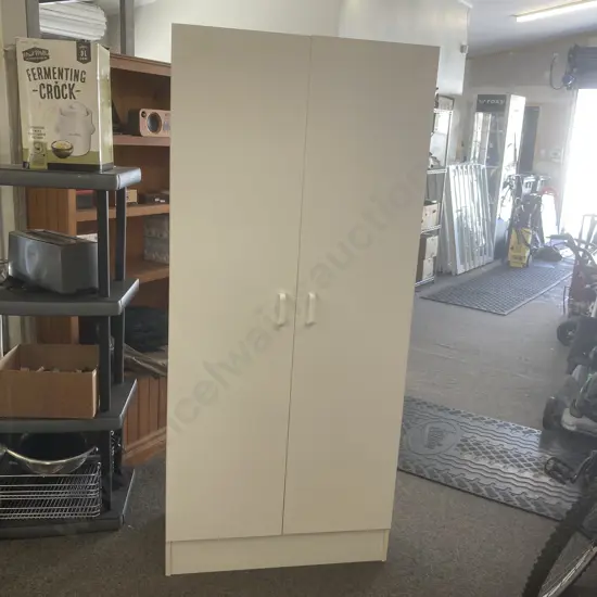 White Double Door Cabinet, 5 Shelves, H180 W80 D42cm