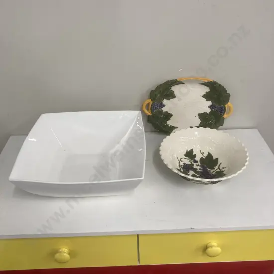 Large White Haven Bowl, 13 x 33.5cm, Grape Bowl & Platter