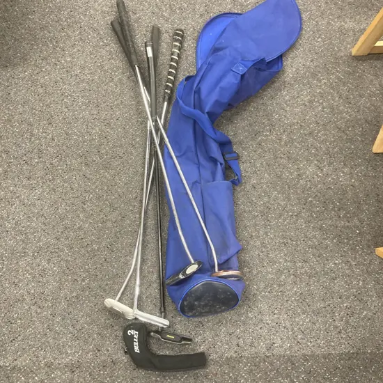 Lot of 5 Assorted Golf Putters & Bag, Evans Golf Bob Charles, Tarantula, Mizuno, Brosnan Rhino & CustomBuilt P100