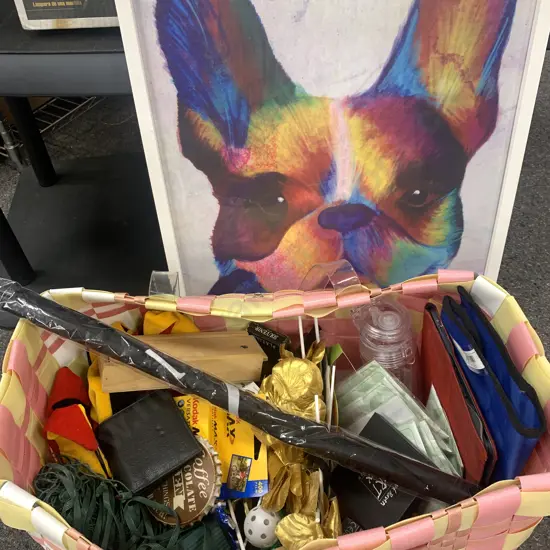 Bag Of Assorted Sundries Including Picture, Wallet, Xmas Decorations Etc