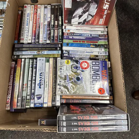 Selection of DVDs, Big Ideas, British Buses, Famous Race Cars Etc