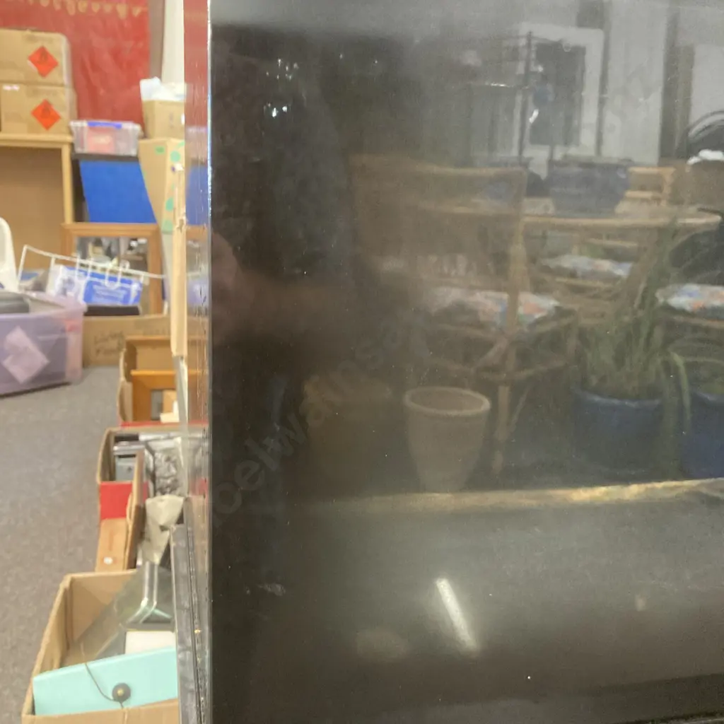 Glass Fish Tank Painted Black On 2 Door Stand. LED Lights, H114 W58 D30cm (As Found) Image 1++