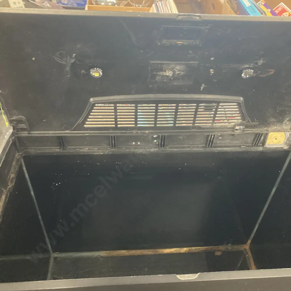 Glass Fish Tank Painted Black On 2 Door Stand. LED Lights, H114 W58 D30cm (As Found) Image 1++