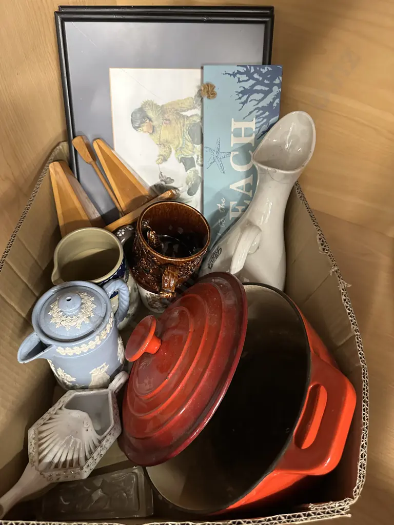Box of Assorted China, Artwork Etc Image 1++