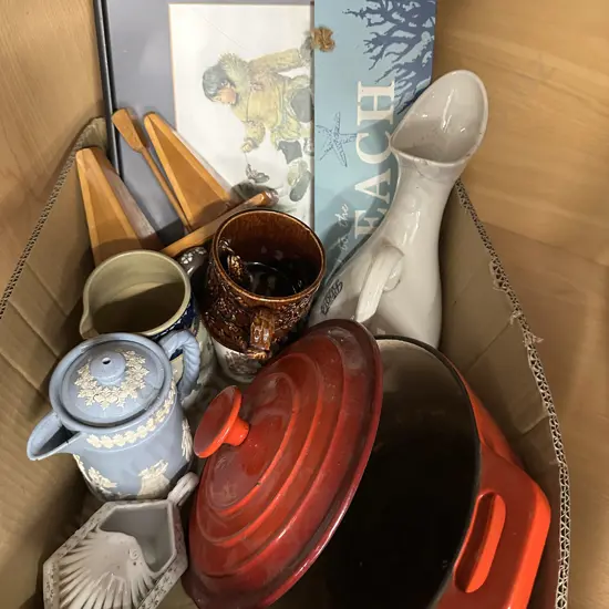 Box of Assorted China, Artwork Etc
