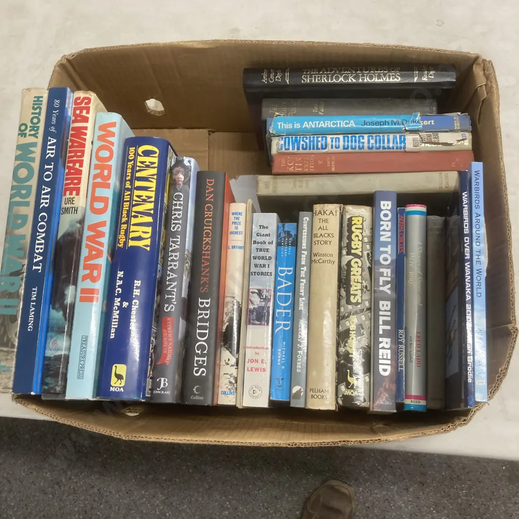 Box Lot Books, WWII, All Blacks, Railway Journeys Etc Image 1++