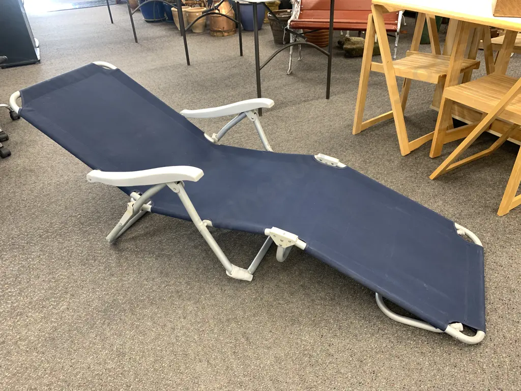 Blue & Grey Foldup Sun Lounger Image 1++