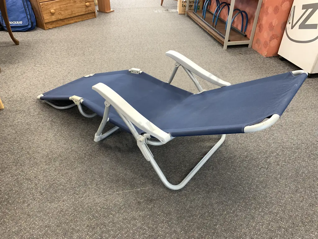 Blue & Grey Foldup Sun Lounger Image 1++