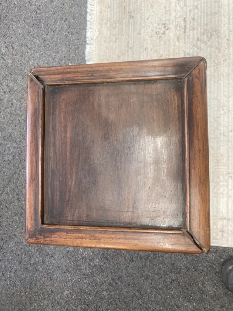 Small Wooden Square Carved Side Table, H53 L24 D24cm Image 1++