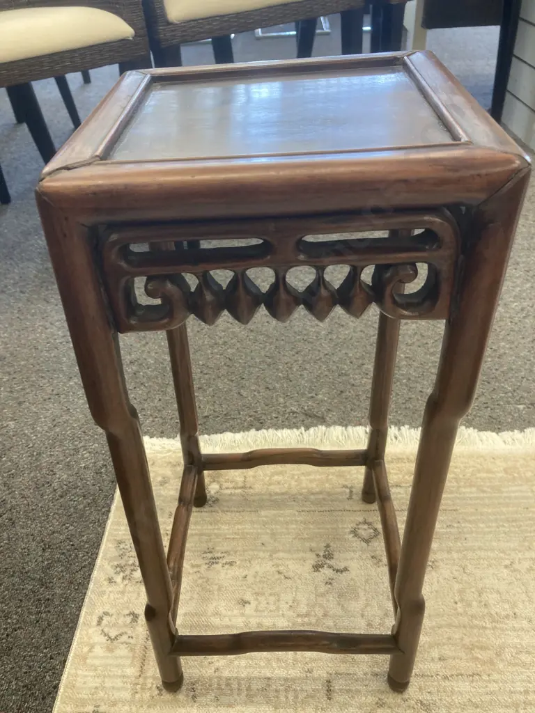 Small Wooden Square Carved Side Table, H53 L24 D24cm Image 1++