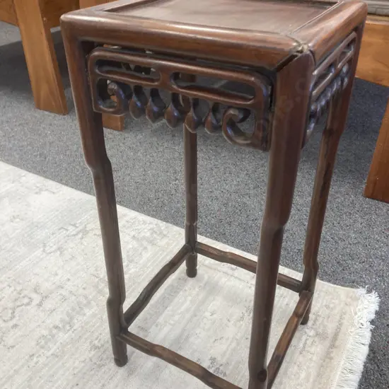 Small Wooden Square Carved Side Table, H53 L24 D24cm