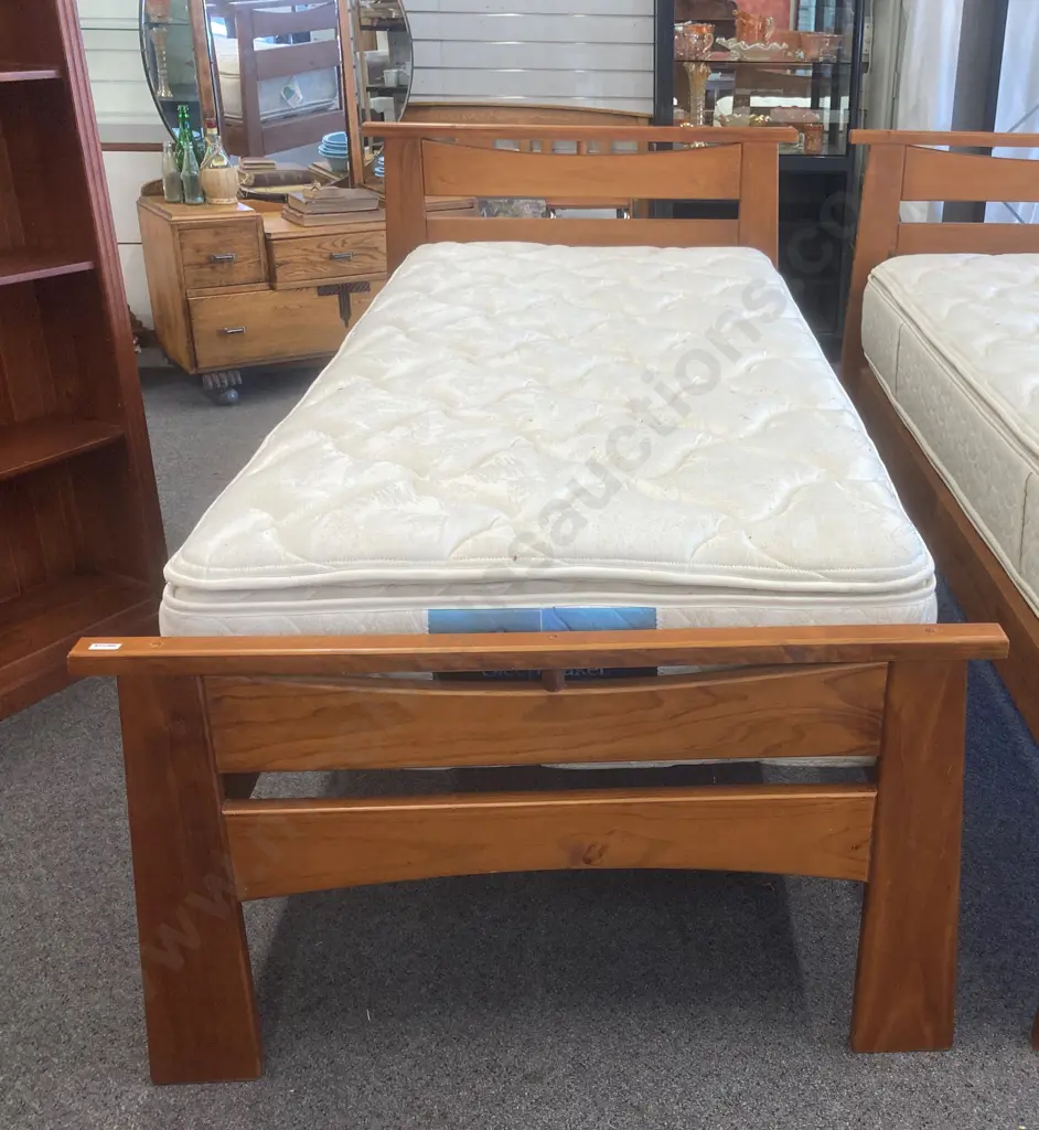 Single Slat Bed Ex Harvey Norman With Sleepmaker Duracoil Euro Luxury Double Pillowtop Mattress Image 1++