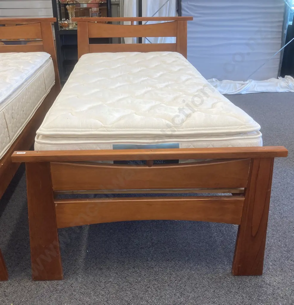 Single Slat Bed Ex Harvey Norman With Sleepmaker Duracoil Encore Luxury Double Pillowtop Mattress Image 1++