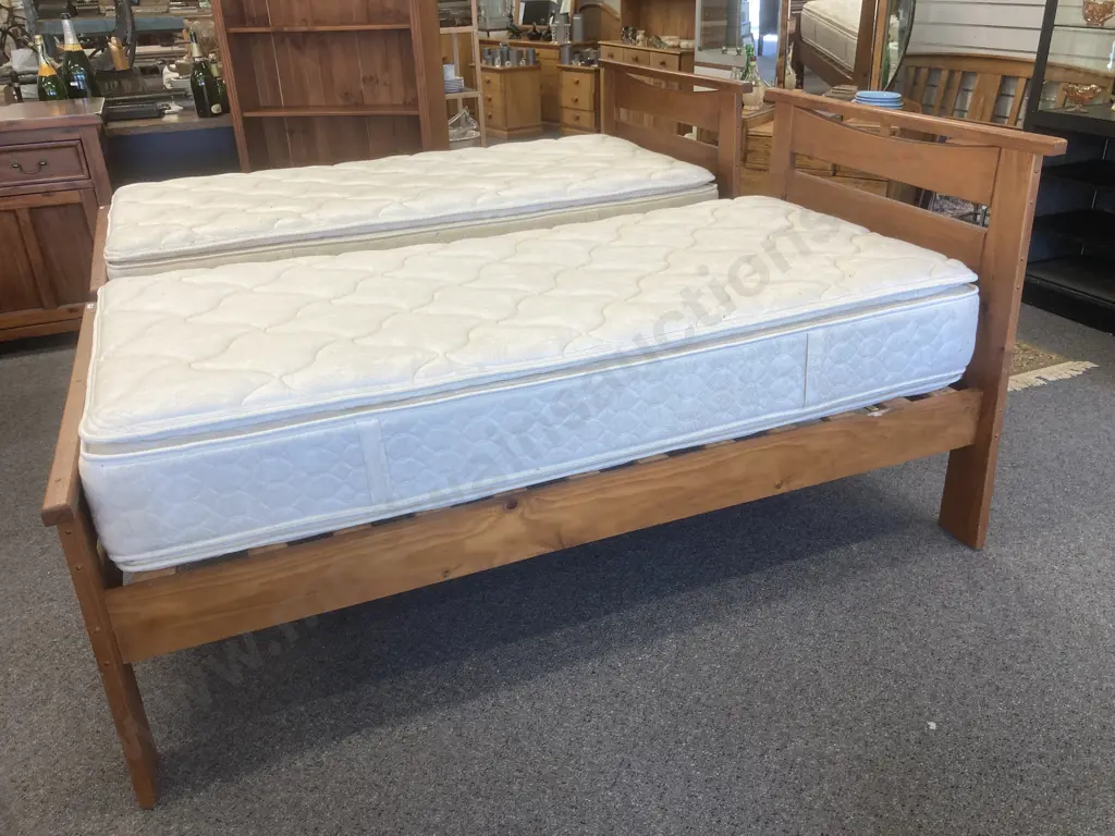 Single Slat Bed Ex Harvey Norman With Sleepmaker Duracoil Encore Luxury Double Pillowtop Mattress Image 1++
