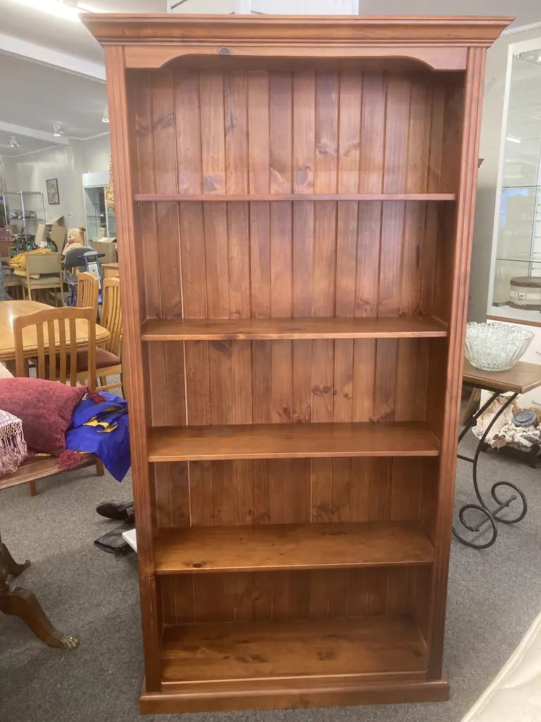 Pine Bookcase, Tongue & Groove Backed, Four Shelves, H190 L99 D32cm Image 1++