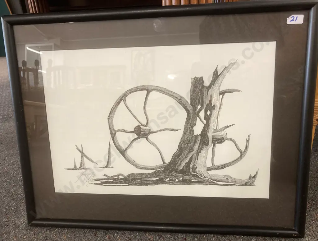 Framed Artwork Print By Tony Smith '85 Tree Sculpture 40x53cm Image 1++
