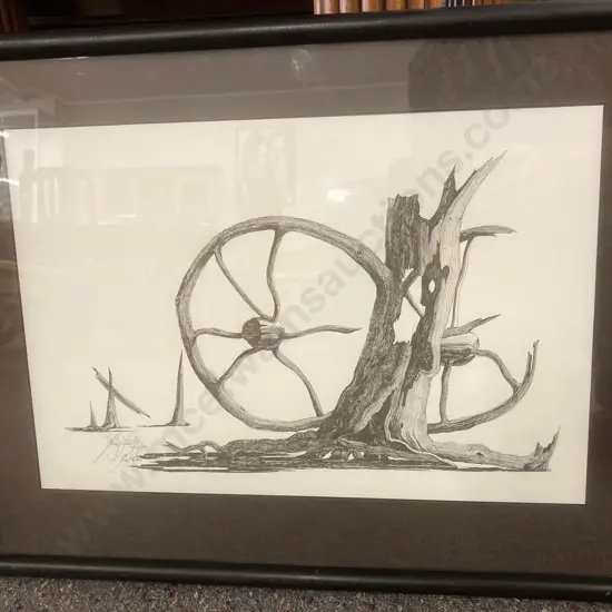 Framed Artwork Print By Tony Smith '85 Tree Sculpture 40x53cm