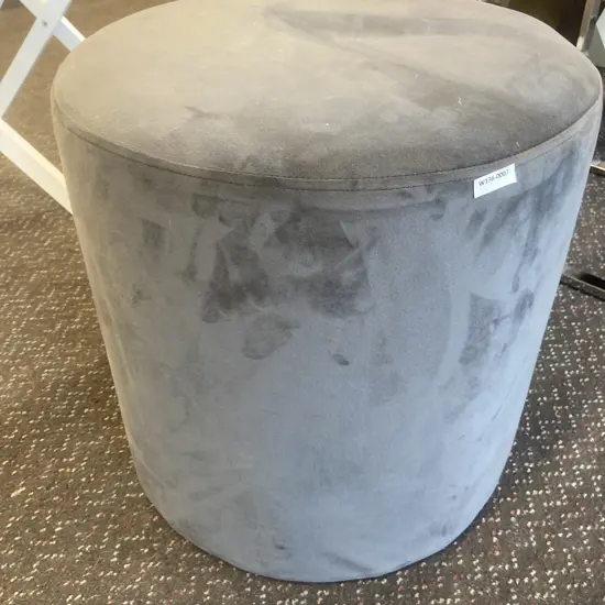 Round Grey Ottoman, 43 x 45cm (af on side)