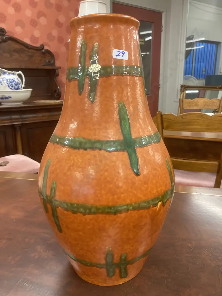 Large West Keramik West German Vase, Terracotta Colour, H46cm, had repair to neck Image 1++