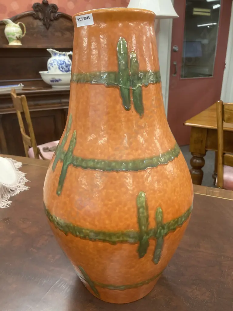 Large West Keramik West German Vase, Terracotta Colour, H46cm, had repair to neck Image 1++