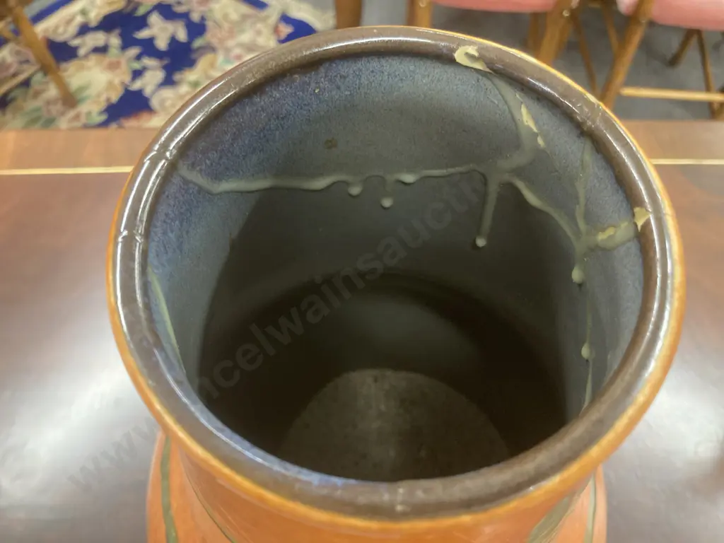 Large West Keramik West German Vase, Terracotta Colour, H46cm, had repair to neck Image 1++
