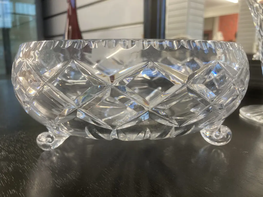 Crystal Vase, 7cm, Tri Footed Dish, Dia20cm, Sherry / Wine Glasses x Six Image 1++