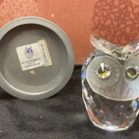 Swarovski Silver Crystal Owl Figurine, 7636 NR 060 With Original Box