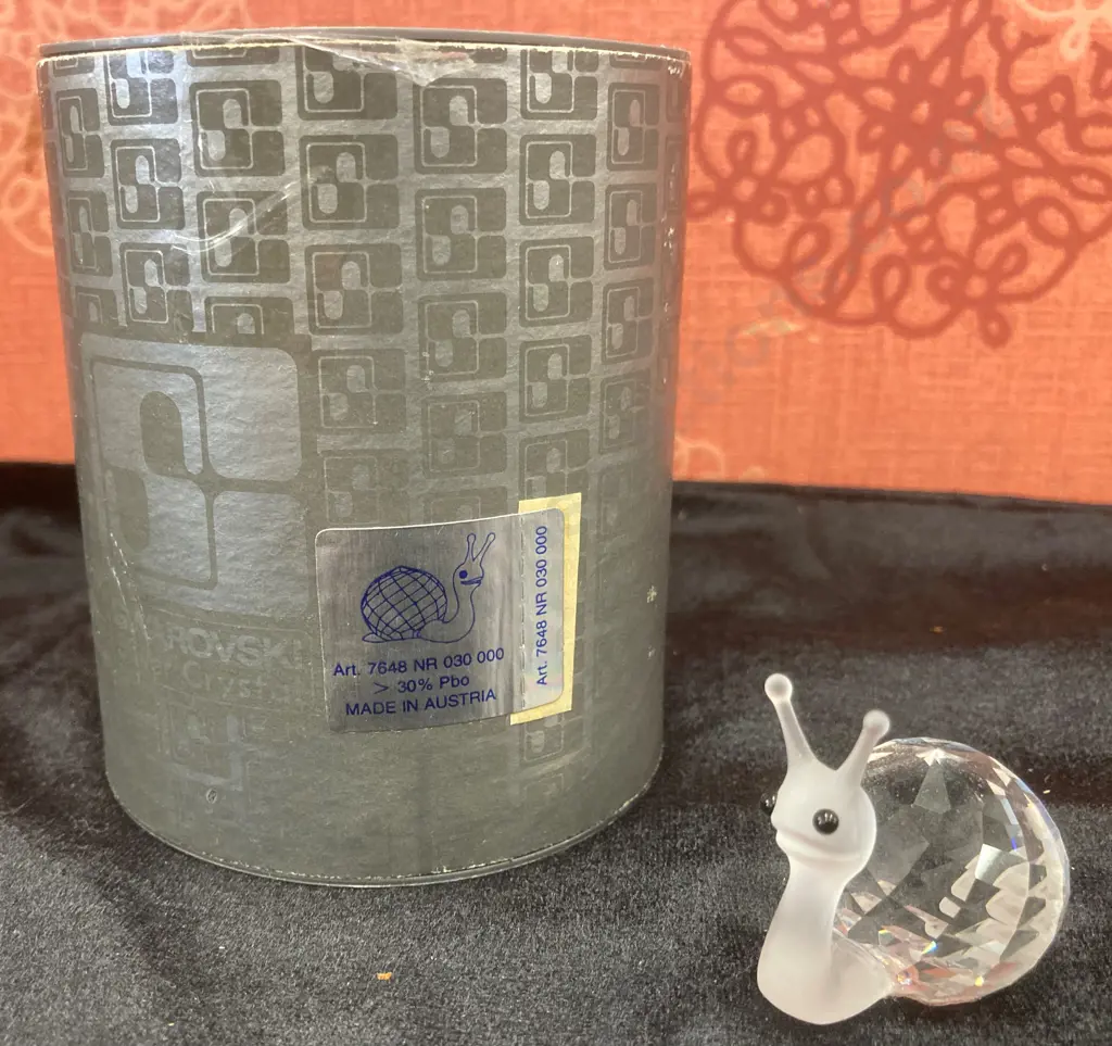 Swarovski Silver Crystal Snail Figurine, 7648 NR 030 000 With Original Box Image 1++
