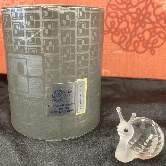 Swarovski Silver Crystal Snail Figurine, 7648 NR 030 000 With Original Box
