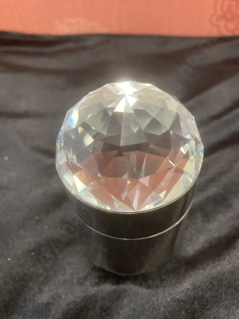 Rare Vintage Swarovski Silver Crystal Signed SC Table Lighter With Rowenta West Germany Lighter Insert, Original Box Image 1++