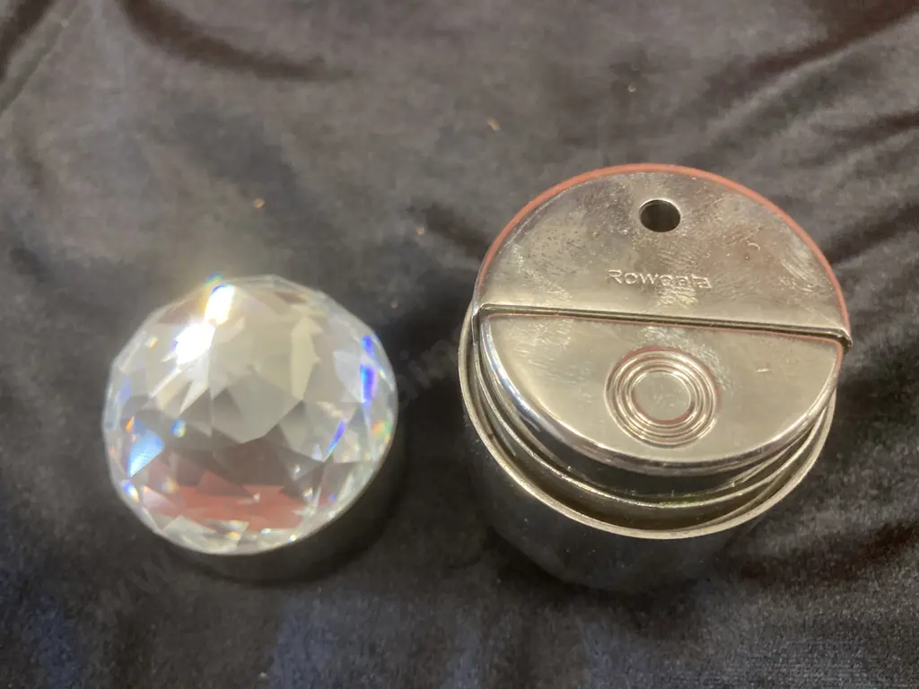 Rare Vintage Swarovski Silver Crystal Signed SC Table Lighter With Rowenta West Germany Lighter Insert, Original Box Image 1++