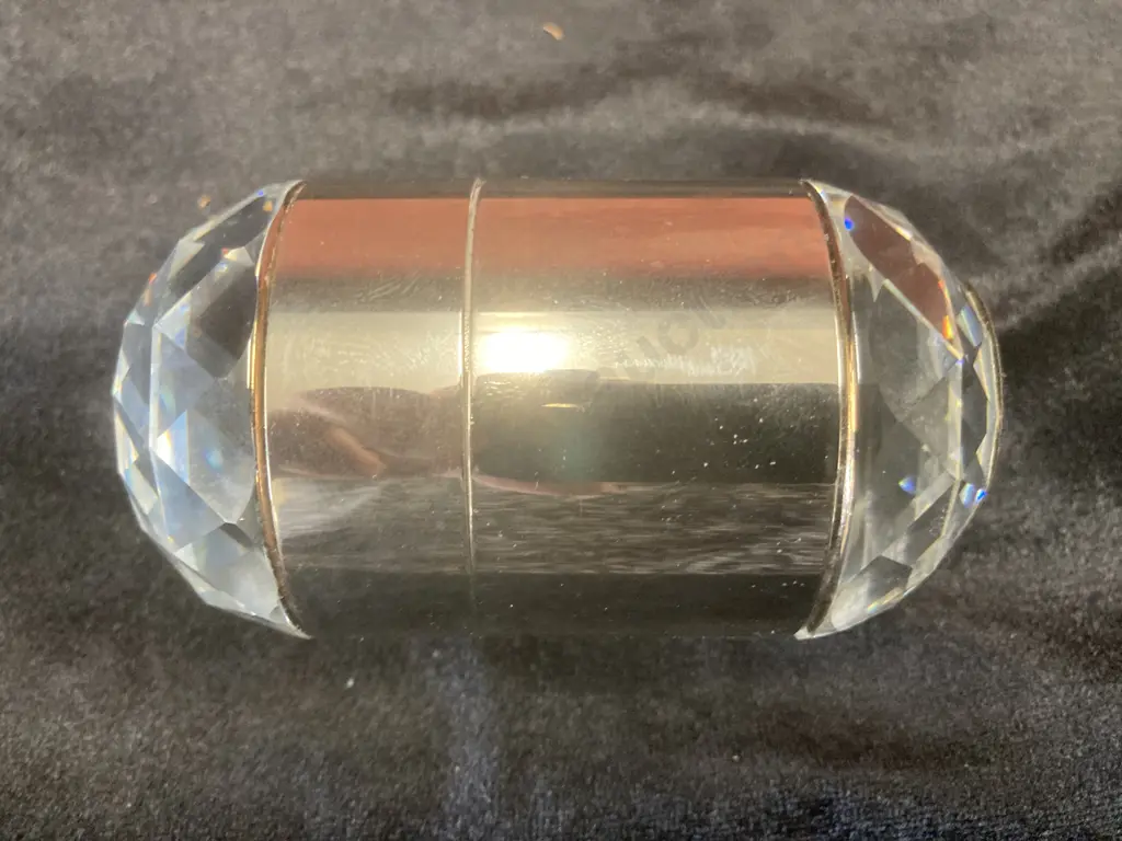 Rare Vintage Swarovski Silver Crystal Signed SC Table Lighter With Rowenta West Germany Lighter Insert, Original Box Image 1++