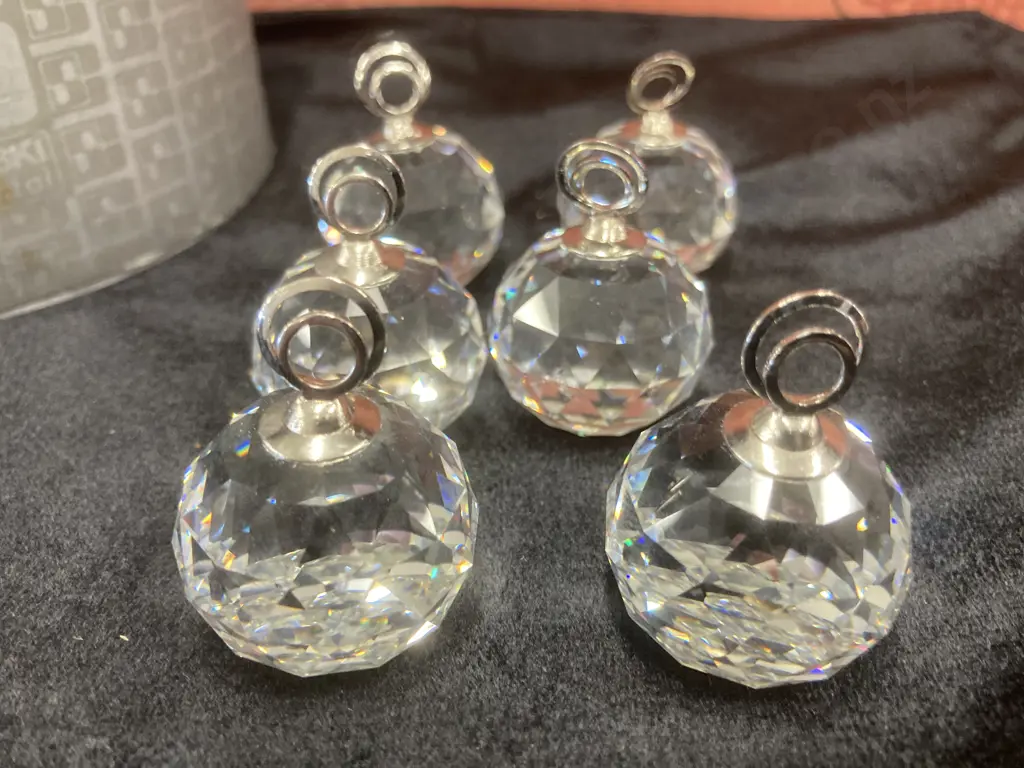 Swarovski Silver Crystal Round Table Place Card Holders, Set Of Six With Original Box Image 1++