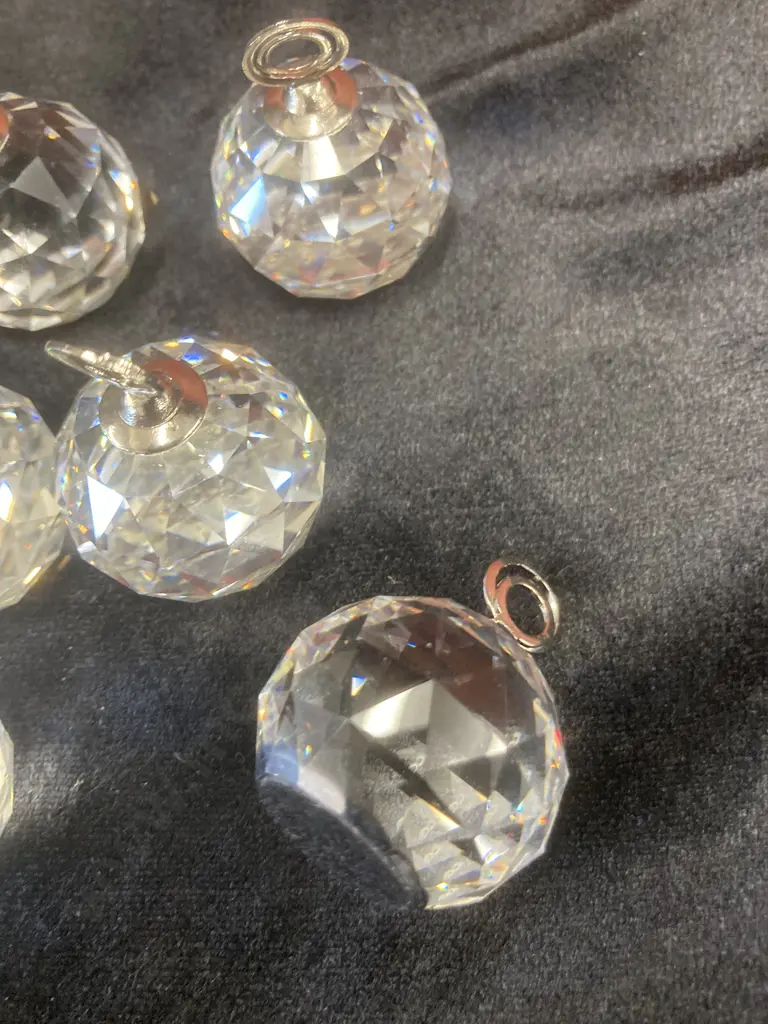 Swarovski Silver Crystal Round Table Place Card Holders, Set Of Six With Original Box Image 1++